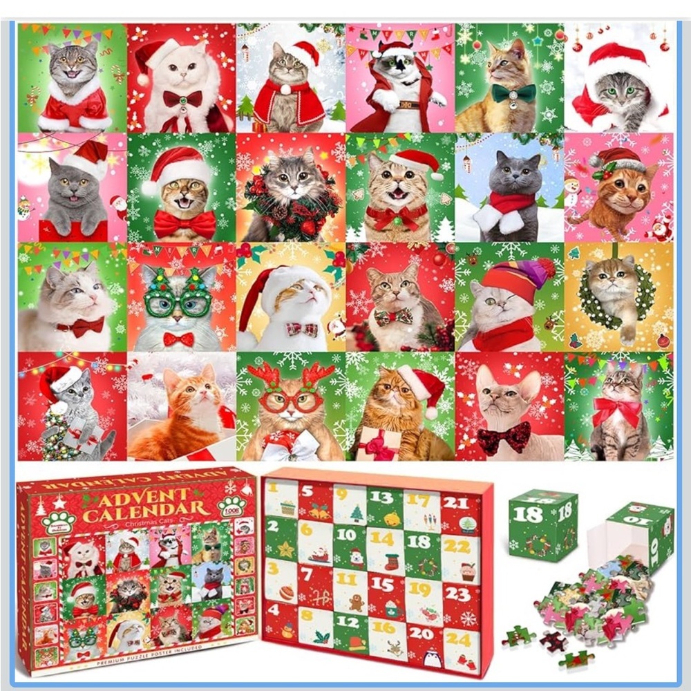 New Advent Calendar Christmas Jigsaw Puzzle Cat Puzzle 24 Days Countdown